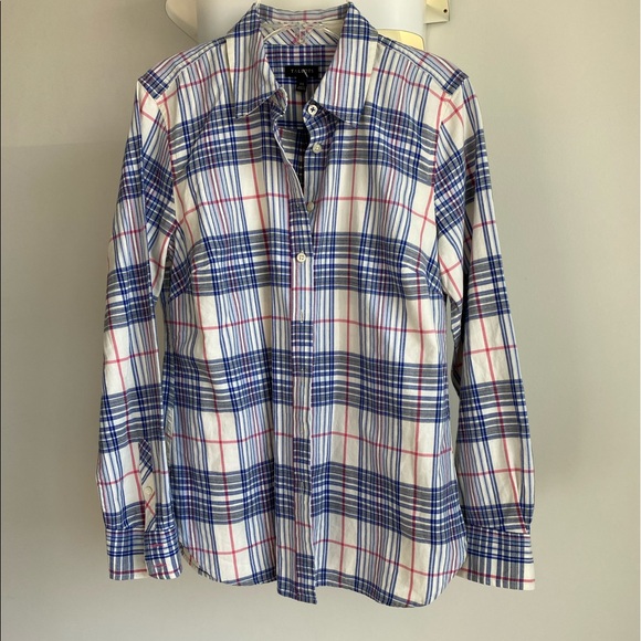 Talbots plaid exsmall shirt. Blue and red wht - Picture 1 of 8